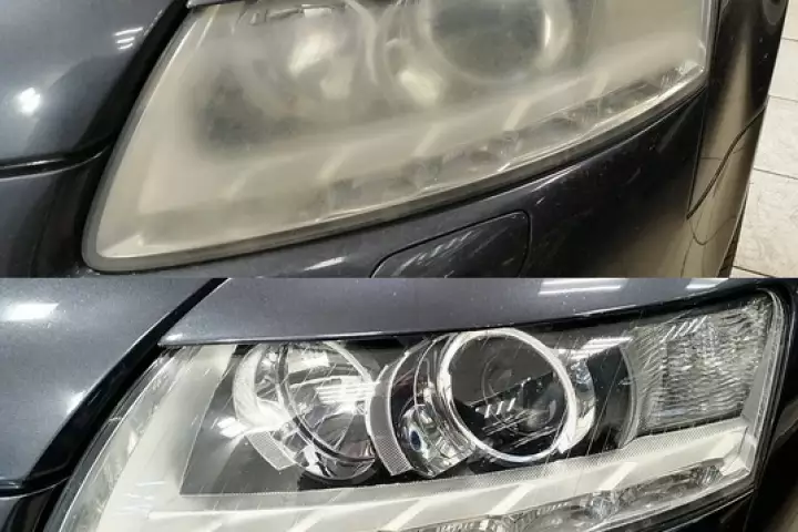 Audi A6. Полировка фар и оклейка в защитную пленку
